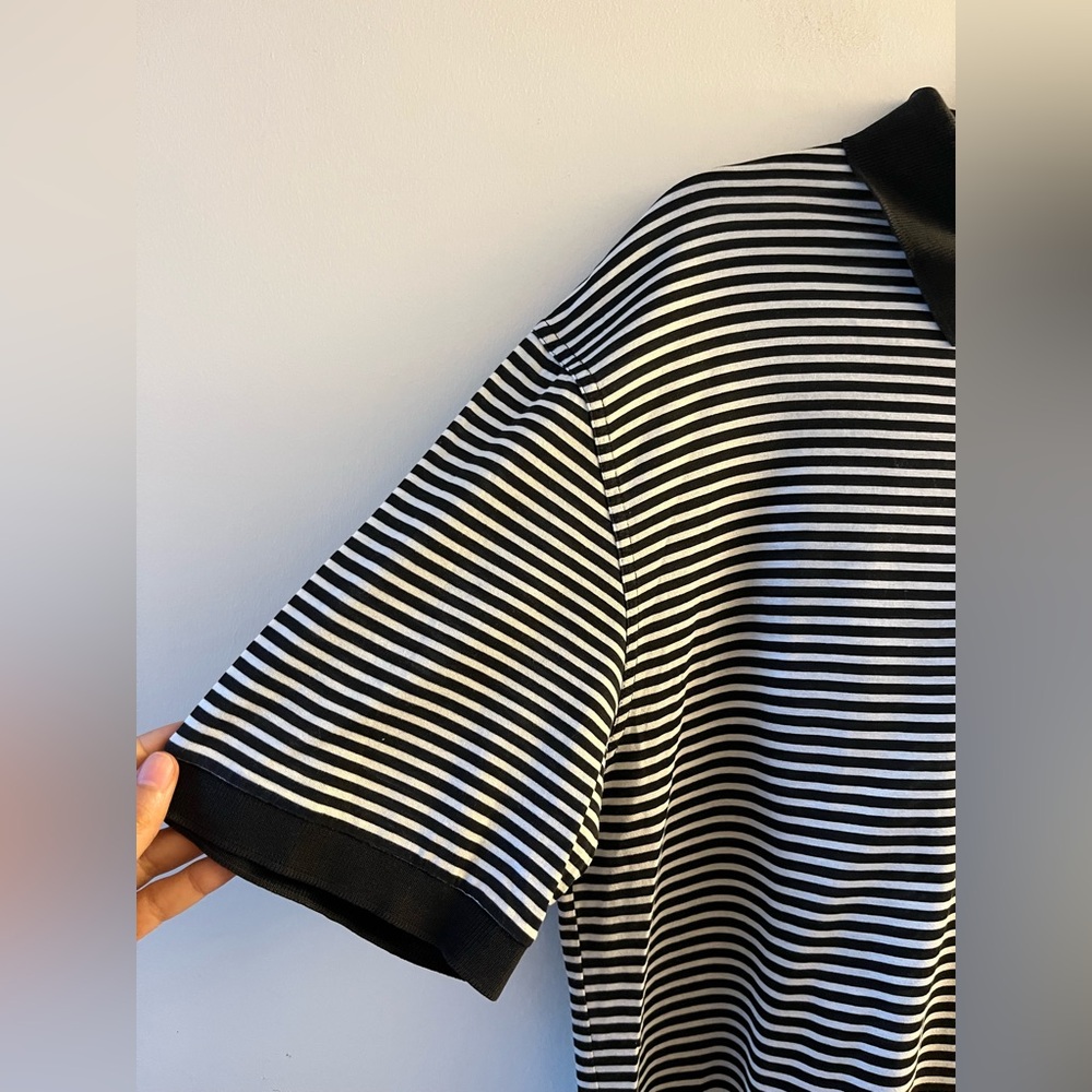 Ralph Lauren Purple Label Cotton Black and White Striped Polo Shirt - Picture 4 of 11